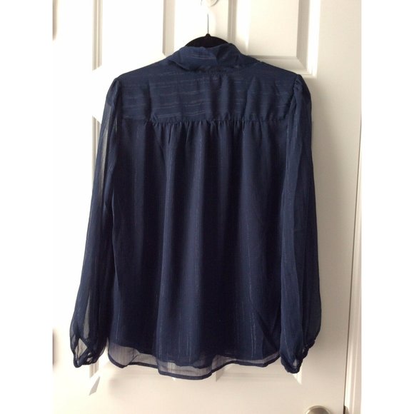 NWT Basic Model Long Sleeve Navy Blouse - Large - Picture 6 of 7